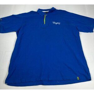 Coogi Men 4XL Blue Short Sleeve Polo Shirt Rainbow Trim Big & Tall